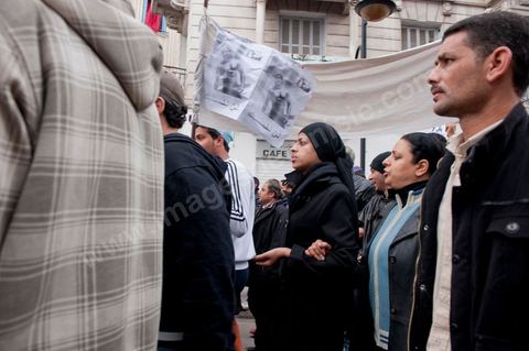 A funeral procession for a victim of police violence passed through downtown Tunis, from the Passage to Habib Bourguiba Avenue, joining the large demonstration on Friday, January 14, in front of the Ministry of the Interior on Habib Bourguiba Avenue. As these peaceful demonstrators passed by, the police gave the order to fire tear gas canisters to disperse the crowd. Meanwhile, former President Ben Ali was fleeing the country. 