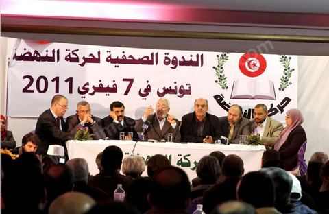 7 février : Conférence de presse du parti religieux Annadha pour la presentation par Rached Ghannouchi des nouveaux memebres du bureau du conseil du parti élu le 6 février
