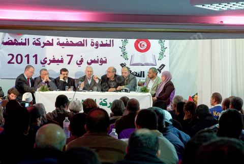 7 février : Conférence de presse du parti religieux Annadha pour la presentation par Rached Ghannouchi des nouveaux memebres du bureau du conseil du parti élu le 6 février