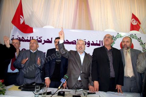 7 février : Conférence de presse du parti religieux Annadha pour la presentation par Rached Ghannouchi des nouveaux memebres du bureau du conseil du parti élu le 6 février
