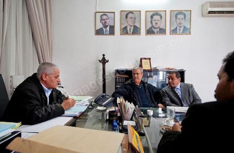 March 12, 2011: Meeting in the office of the UGTT’s Assistant Secretary for Legislation and Research, Mr. Houcine Abbassi. At the heart of the UGTT (Tunisian General Labor Union), at its historic headquarters on Place Mohamed Ali in Tunis.