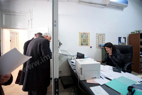 March 12, 2011: Two union members come to pay their annual UGTT dues at the UGTT’s accounting office. At the heart of the UGTT (Tunisian General Labor Union), its historic headquarters on Mohamed Ali Square in Tunis.