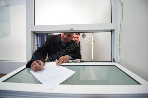 March 12, 2011: Two union members come to pay their annual UGTT dues at the UGTT’s accounting office. At the heart of the UGTT (Tunisian General Labor Union), its historic headquarters on Mohamed Ali Square in Tunis.