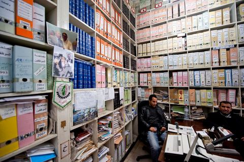 March 12, 2011: UGTT Archives Office. At the heart of the UGTT (Tunisian General Labor Union), at its historic headquarters on Mohamed Ali Square in Tunis.