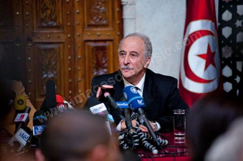 Visit by U.S. Secretary of State Hillary Clinton to the Ministry of Foreign Affairs in Tunis. Press conference with Mohamed Mouldi Kefi, Tunisian Minister of Foreign Affairs.