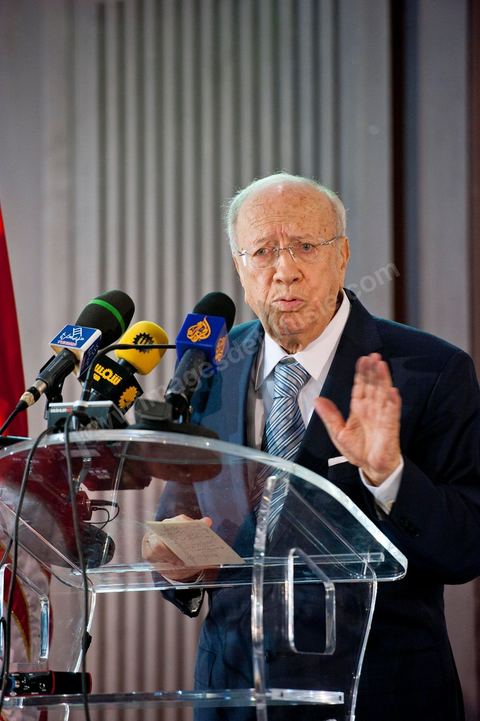M. Béji Caïd Essebsi, premier Ministre tunisien du gouvernement de Transition au Séminaire organisé en Tunisie par la FIDH, Fédération Internationnale des ligues des Droits de l'Homme, sur la transition démocratique en Tunisie. les 17 au 19 mars 2011.