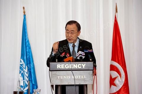 22 mars : M. Ban Ki-moon rencontre des personnalités, et jeunes de la société civile tunisienne, lors de la visite de Ban Ki-moon, Secrétaire Général des Nations Unies, en Tunisie