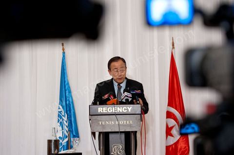 22 mars : M. Ban Ki-moon rencontre des personnalités, et jeunes de la société civile tunisienne, lors de la visite de Ban Ki-moon, Secrétaire Général des Nations Unies, en Tunisie