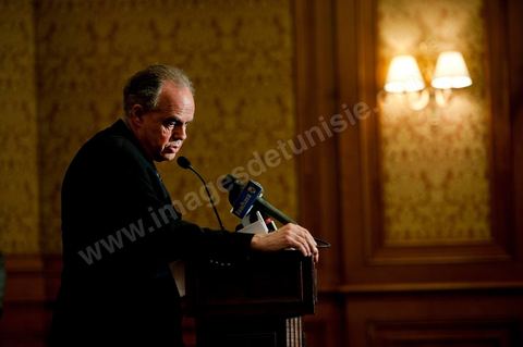 3 avril 2011 : Conférence de presse de Frédéric Mitterrand, Ministre de la Culture et de la Communication,  lors de sa première visite de travail en Tunisie après la Révolution tunisienne