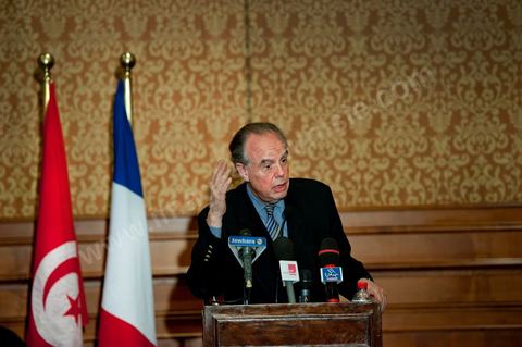 3 avril 2011 : Conférence de presse de Frédéric Mitterrand, Ministre de la Culture et de la Communication,  lors de sa première visite de travail en Tunisie après la Révolution tunisienne