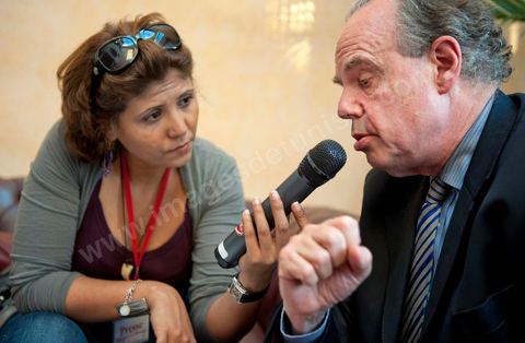 3 avril 2011 : Conférence de presse de Frédéric Mitterrand, Ministre de la Culture et de la Communication,  lors de sa première visite de travail en Tunisie après la Révolution tunisienne