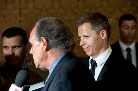 3 avril 2011 : Conférence de presse de Frédéric Mitterrand, Ministre de la Culture et de la Communication,  lors de sa première visite de travail en Tunisie après la Révolution tunisienne et Boris Boillon, ambassadeur de France en Tunisie.