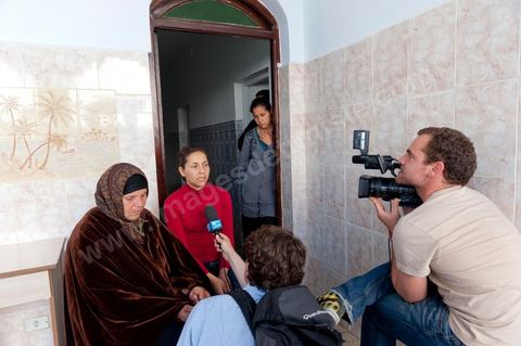 The Bouazizi Family’s New Home

Forced to leave Sidi Bouzid, where the pressure had become too much for them, the Bouazizi family found refuge 260 kilometers away, in Tunis. Mohamed Bouazizi’s mother, the iconic figure of Tunisia’s popular uprising, his sisters, and his two youngest brothers live in a house with blue ceramic tiles—a three-room ground-floor apartment—in the working-class neighborhood of Bousalsa in La Marsa, on the northern outskirts of Tunis. Leila, the 24-year-old eldest sister, is enrolled in a work-study vocational program to become a quality control inspector in the textile industry;  Semia, 19, is preparing for her high school diploma, while Basma, 16, Karim, 14, and Zyed, 8, are still in school. Only the eldest brother, Salem, lives elsewhere, in Sfax. Singled out by some residents of Sidi Bouzid, who accuse her of receiving money from the government, the Bouazizi family produces the lease for their new home, which they plan to rent for six months, through August, at a cost of 360 dinars (180 euros). Soon, the mother promises, they will return to Sidi Bouzid.