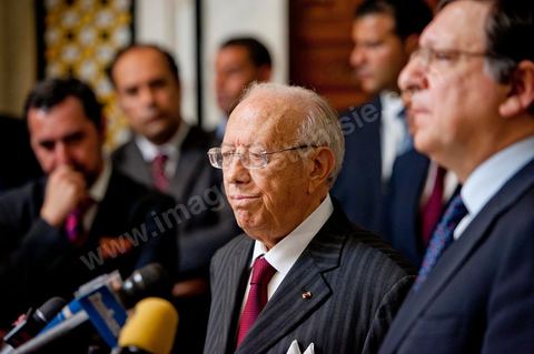 José Manuel Barroso met with Mr. Caïd Béji Essebsi, Tunisia’s interim prime minister, at the Prime Minister’s Office in al Kasbah, Tunis, during the visit to Tunisia by José Manuel Barroso, President of the European Commission, on Tuesday, April 12, 2011. He traveled to Tunis to lay the groundwork for cooperation “contingent” on halting illegal immigration to Europe and to support Tunisia’s political and democratic progress since the Revolution.