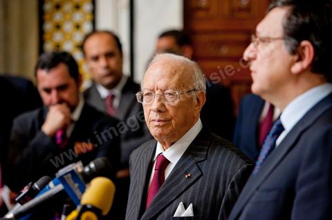 José Manuel Barroso met with Mr. Caïd Béji Essebsi, Tunisia’s interim prime minister, at the Prime Minister’s Office in al Kasbah, Tunis, during the visit to Tunisia by José Manuel Barroso, President of the European Commission, on Tuesday, April 12, 2011. He traveled to Tunis to lay the groundwork for cooperation “contingent” on halting illegal immigration to Europe and to support Tunisia’s political and democratic progress since the Revolution.