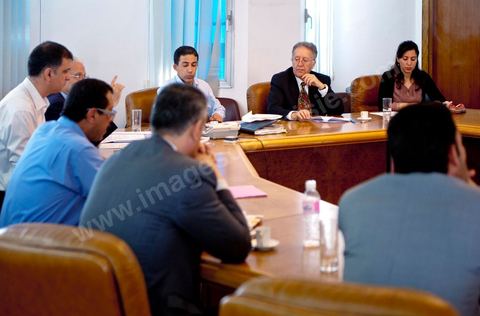 Meeting of the Committee of Experts of the High Authority for the Achievement of the Objectives of the Revolution, Political Reform, and Democratic Transition (HIRORRPTD) at their office in preparation for Wednesday’s assembly. The meeting is chaired by Yadh Ben Achour.