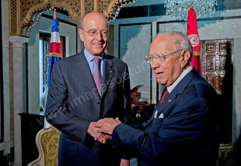 January 20, 2011: Meeting between Mr. Béji Caïd Essebsi, Prime Minister of Tunisia, and Alain Juppé during the visit of Mr. Alain Juppé, French Minister of Foreign Affairs, to Tunisia.