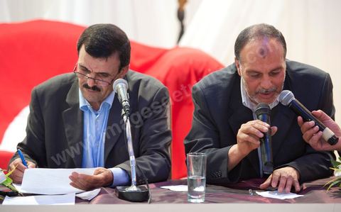 23 avril 2011 : Pendant l'intervention de Ali Lariedh au Meeting d'Ennahdha dans une salle des fêtes du Kram organisé par la section locale du Kram du parti. Meeting avec la présence et l'intervention de Ali Lariedh, Président du Bureau Executif du parti Ennahdha