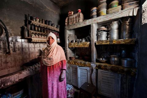 A woman from the Jeridian tribe in her burned-out home in the Tripolitain neighborhood during the clashes of June 3–5, 2011, in the city of Metlaoui