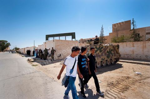 High school graduation ceremony in front of the Metlaoui High School, which was under military protection following the clashes that took place from June 3 to 5, 2011, in the city of Metlaoui