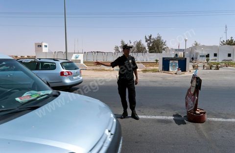 Checkpoint on the road from Medenine toward Djerba and the Libyan border 