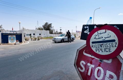 Checkpoint on the road from Medenine toward Djerba and the Libyan border 