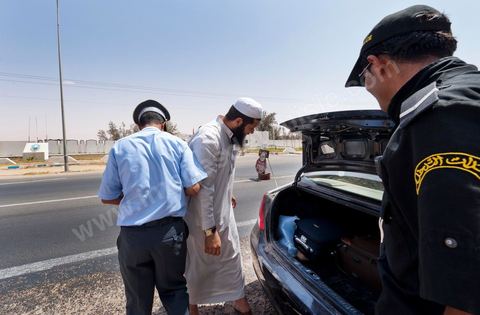 Checkpoint on the road from Medenine toward Djerba and the Libyan border 
