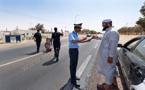 Checkpoint on the road from Medenine toward Djerba and the Libyan border 