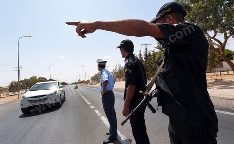 Checkpoint on the road from Medenine toward Djerba and the Libyan border 