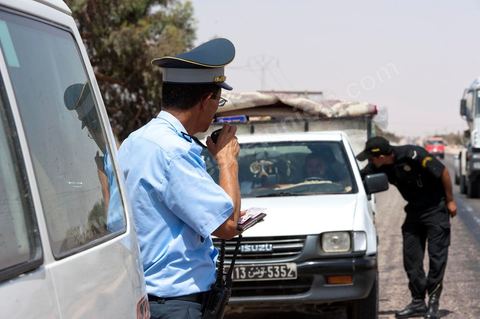 Checkpoint on the road from Medenine toward Djerba and the Libyan border 
