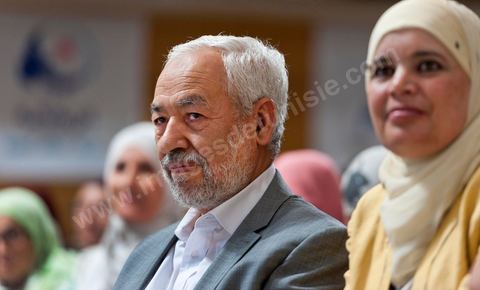 13 août 2011 : Rached Ghannouchi à la Commération par le parti Ennahda de la Fête de la Femme et du Code du Statut personnel tunisien au Palais des Congrés de Tunis, avec discours de Farida Laabidi, militante, de Rached Ghannouchi, fondateur et chef du parti Ennahda, ainsi que Psycho-M, rappeur fortement engagé dans ses propos islamistes. Rached Ghannouchi annonce la volonté de ne pas inscrire la polygamie dasn la prochaine élection, la Tunisie n'ayant pas les moyens pour cela ...