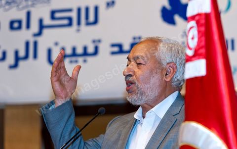 13 août 2011 : Rached Ghannouchi à la Commération par le parti Ennahda de la Fête de la Femme et du Code du Statut personnel tunisien au Palais des Congrés de Tunis, avec discours de Farida Laabidi, militante, de Rached Ghannouchi, fondateur et chef du parti Ennahda, ainsi que Psycho-M, rappeur fortement engagé dans ses propos islamistes. Rached Ghannouchi annonce la volonté de ne pas inscrire la polygamie dasn la prochaine élection, la Tunisie n'ayant pas les moyens pour cela ...