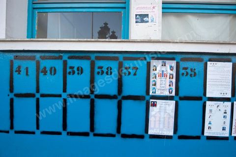 Election posters during the campaign for the Constituent Assembly election, October 1–23, here in Radès, a southern suburb of Tunis.
