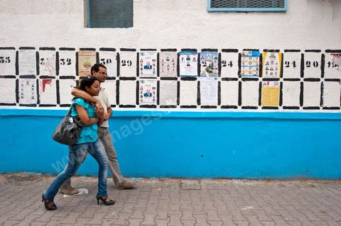 Election posters during the campaign for the Constituent Assembly election, October 1–23, here in Radès, a southern suburb of Tunis.