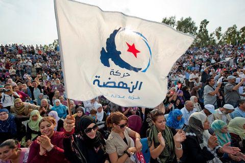 October 1, 2011, in Sidi Bouzid: A large rally organized by the Ennahdha Party to mark the first day of the campaign for the Constituent Assembly election on October 23. The Islamist Ennahdha Party chose Sidi Bouzid—the symbolic city of the revolution—as the site for its first campaign rally, attended by party leader Rached Ghannouchi, members of the party’s Executive Bureau, and several candidates from various regions across the country.