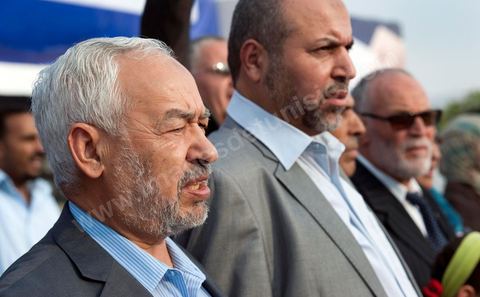 October 1, 2011, in Sidi Bouzid: A large rally organized by the Ennahdha Party to mark the first day of the campaign for the Constituent Assembly election on October 23. The Islamist Ennahdha Party chose Sidi Bouzid—the symbolic city of the revolution—as the site for its first campaign rally, attended by party leader Rached Ghannouchi, members of the party’s Executive Bureau, and several candidates from various regions across the country.