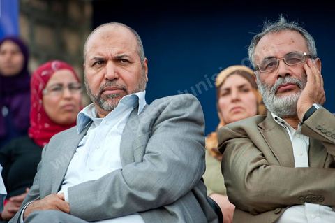 October 1, 2011, in Sidi Bouzid: A large rally organized by the Ennahdha Party to mark the first day of the campaign for the Constituent Assembly election on October 23. The Islamist Ennahdha Party chose Sidi Bouzid—the symbolic city of the revolution—as the site for its first campaign rally, attended by party leader Rached Ghannouchi, members of the party’s Executive Bureau, and several candidates from various regions across the country.