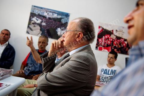 Mustapha Ben Jaafar on a working visit to the Ettakatol office in Bou Argoub during the first week of the campaign for the Constituent Assembly.