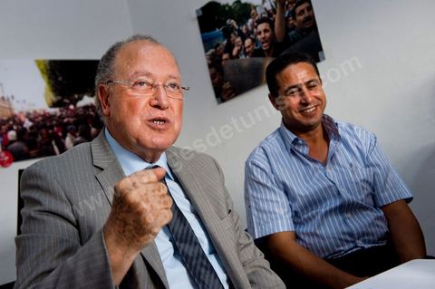 Mustapha Ben Jaafar on a working visit to the Ettakatol office in Bou Argoub during the first week of the campaign for the Constituent Assembly.