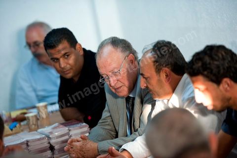 Mustapha Ben Jaafar on a working visit to the Ettakatol office in Grombalia during the first week of the campaign for the Constituent Assembly.
