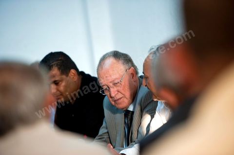 Mustapha Ben Jaafar on a working visit to the Ettakatol office in Grombalia during the first week of the campaign for the Constituent Assembly.