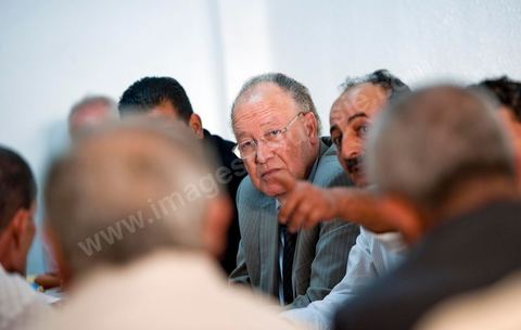 Mustapha Ben Jaafar on a working visit to the Ettakatol office in Grombalia during the first week of the campaign for the Constituent Assembly.