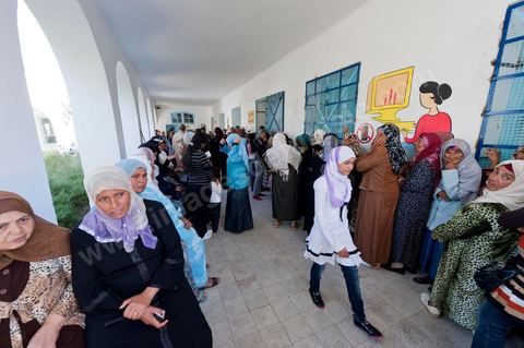 Bureau de vote à Mutoul sur la route entre Le Kef et Jendouba