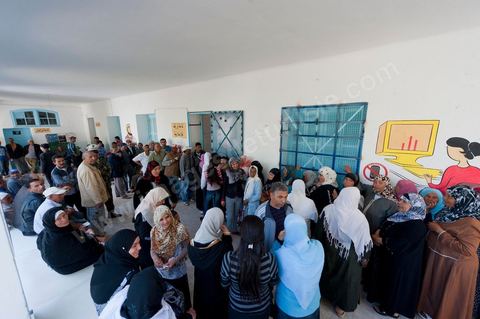 Bureau de vote à Mutoul sur la route entre Le Kef et Jendouba