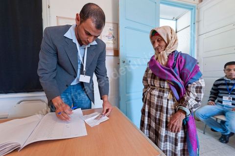 Bureau de vote à Mutoul sur la route entre Le Kef et Jendouba