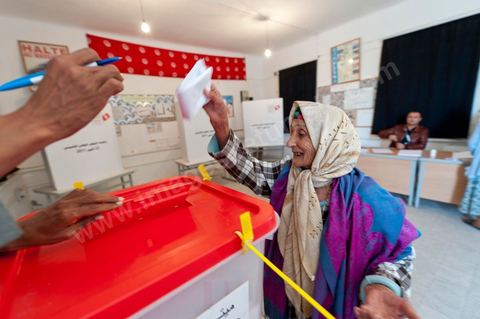 Bureau de vote à Mutoul sur la route entre Le Kef et Jendouba