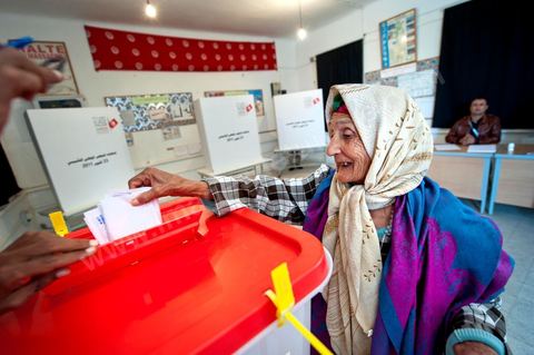 Bureau de vote à Mutoul sur la route entre Le Kef et Jendouba