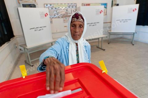 Bureau de vote à Mutoul sur la route entre Le Kef et Jendouba