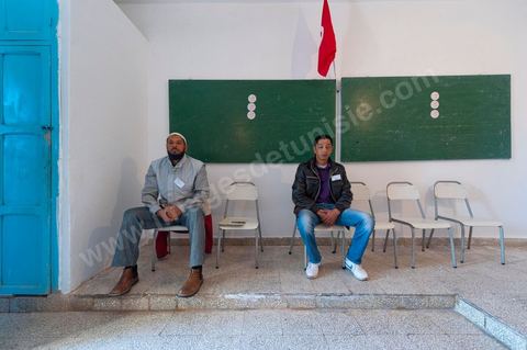 Polling station in the village of Mediene on the road to Kef, with nearly 240 registered voters