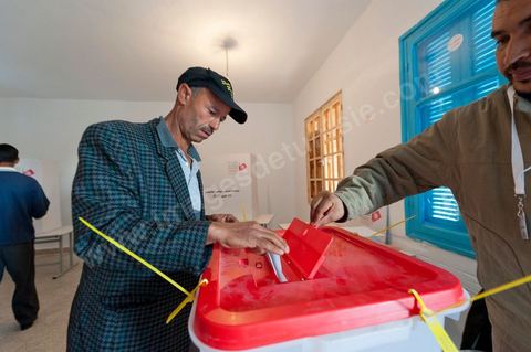 Polling station in the village of Mediene on the road to Kef, with nearly 240 registered voters